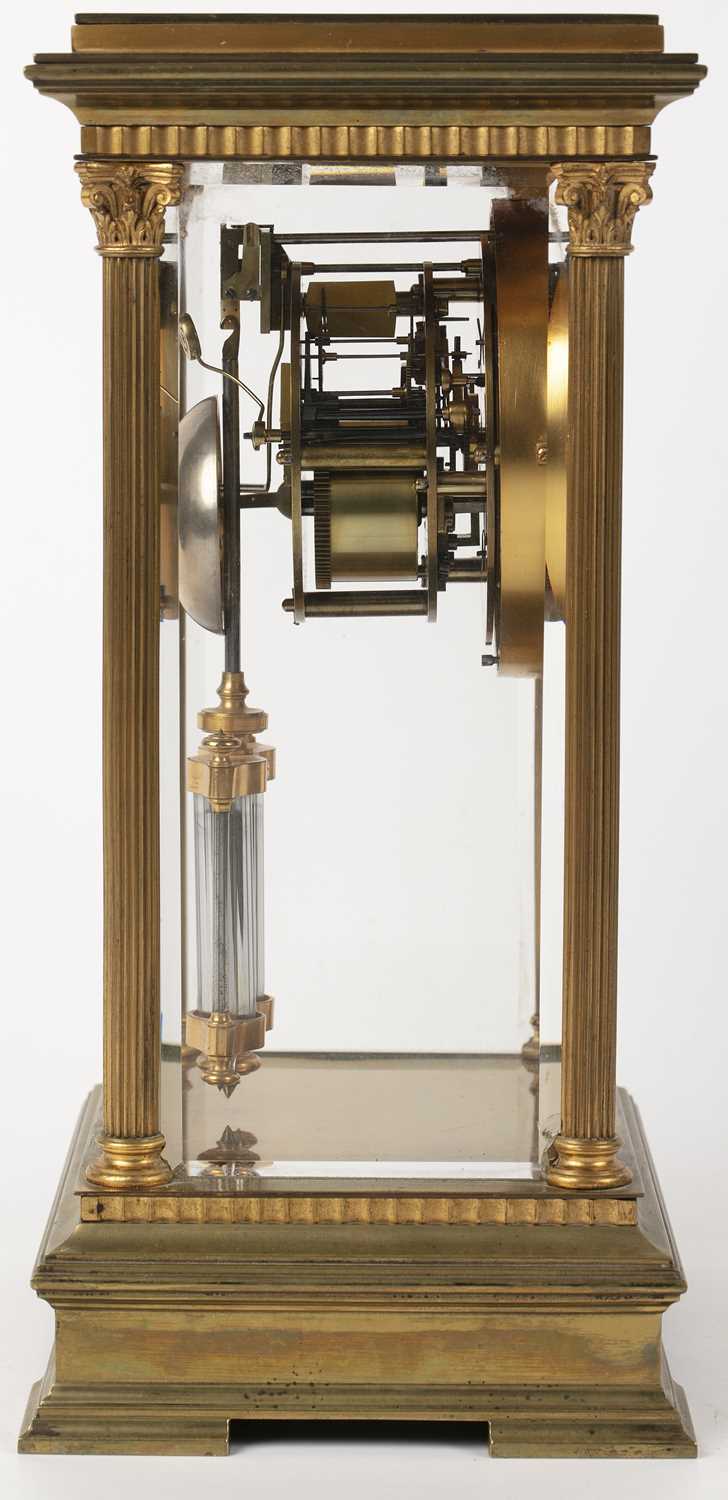 A late 19th century French four glass mantel clock, the two piece Roman dial with visible - Image 4 of 4