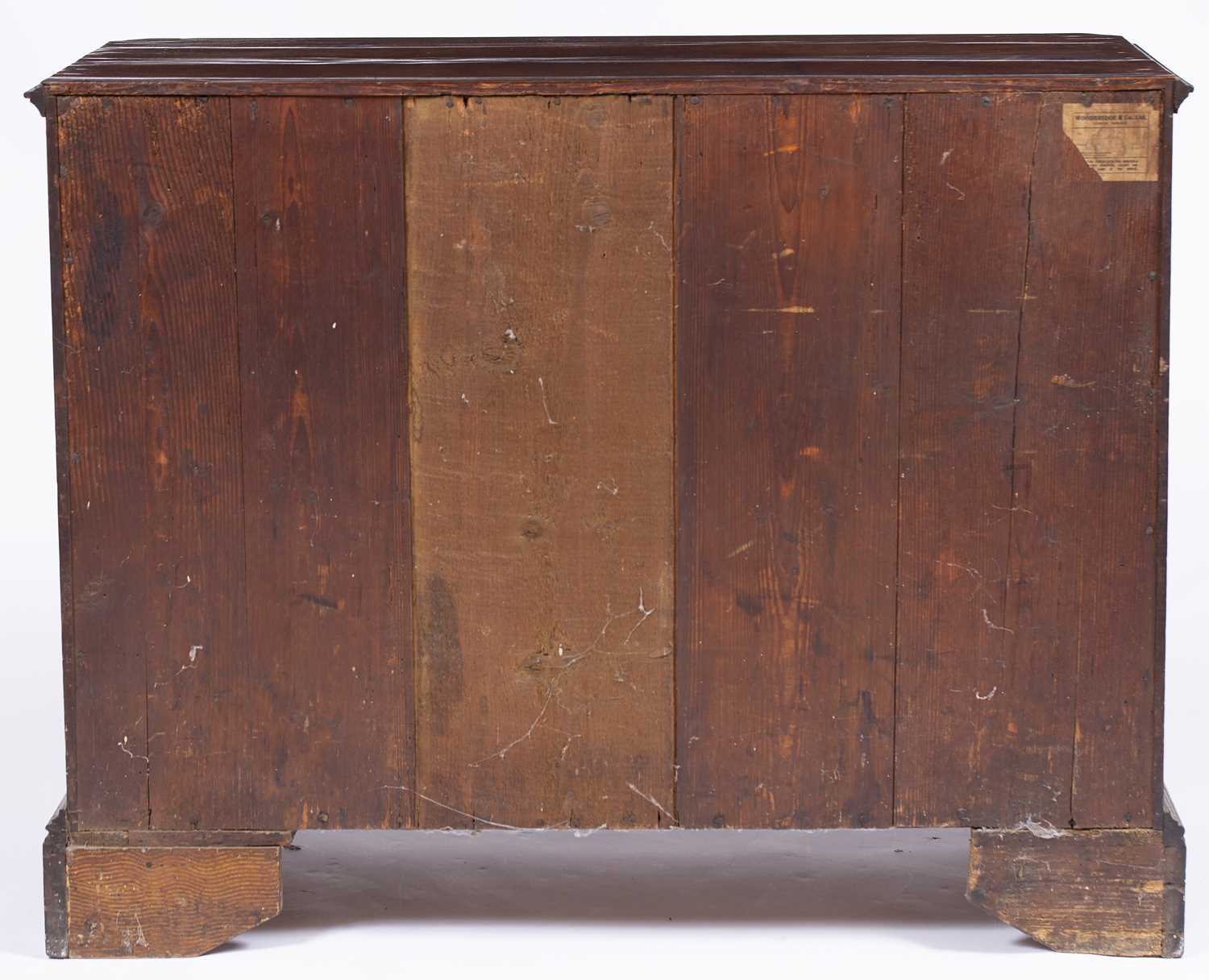A George III mahogany chest of two short and three long drawers with brass swan neck handles, - Image 4 of 5