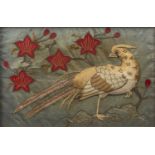 An early 19th century raised silkwork picture depicting a pheasant