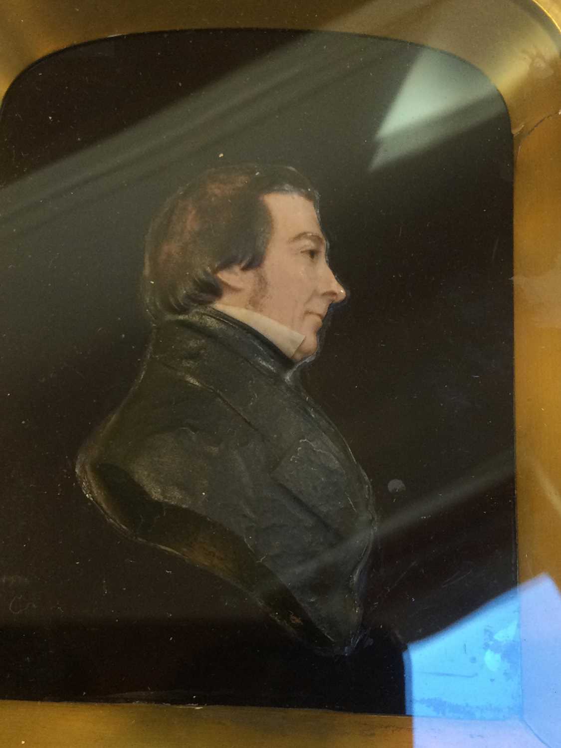 A family group of five 19th century wax portraits on glass depicting Mr Charles King, Mr George - Image 3 of 19