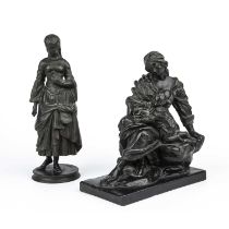 A 19th century bronze sculpture depicting a mother and child unsigned, 19.5cm wide x 10cm deep x