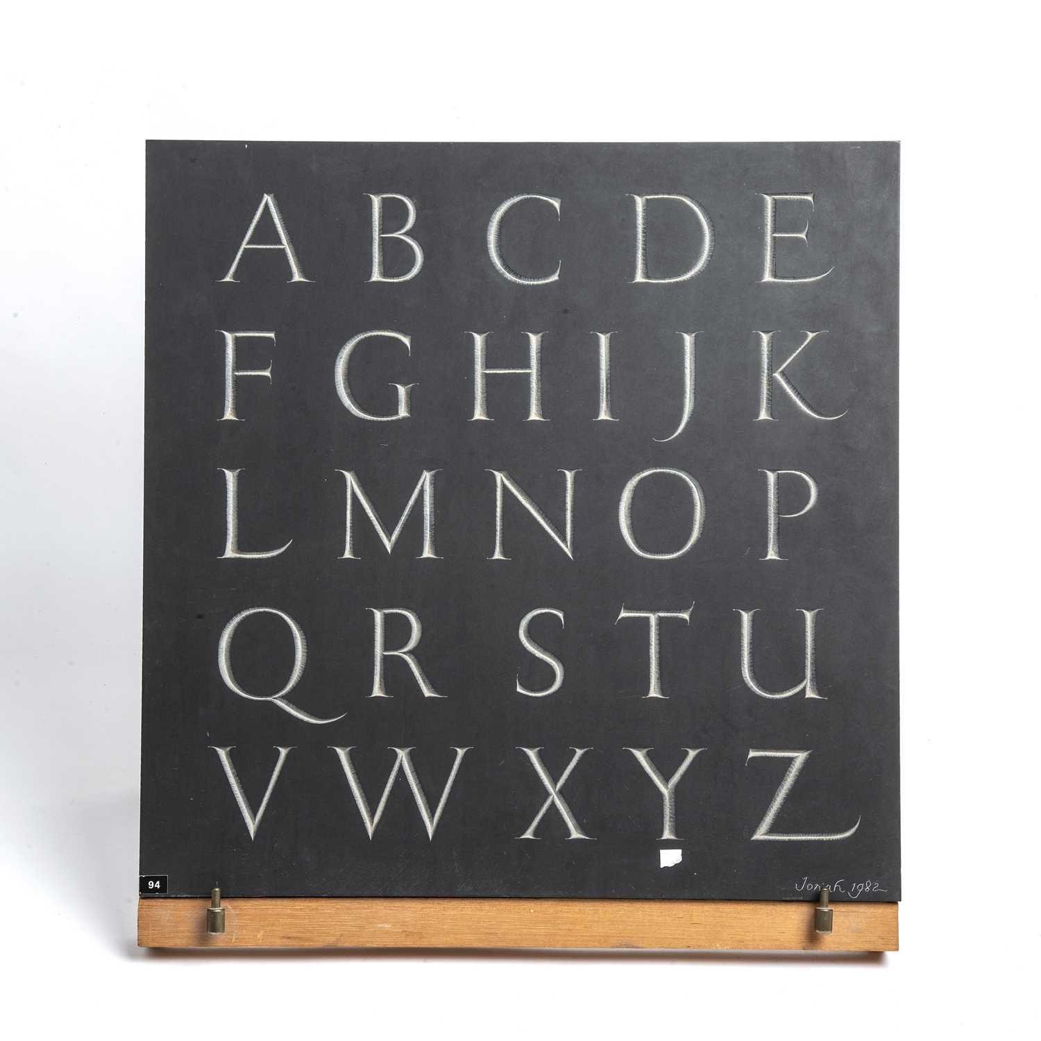 Jonah Jones (1919-2004) Alphabet Lettering carved in slate, signed and dated 1982, 38 x 38cmGood, no - Image 2 of 8