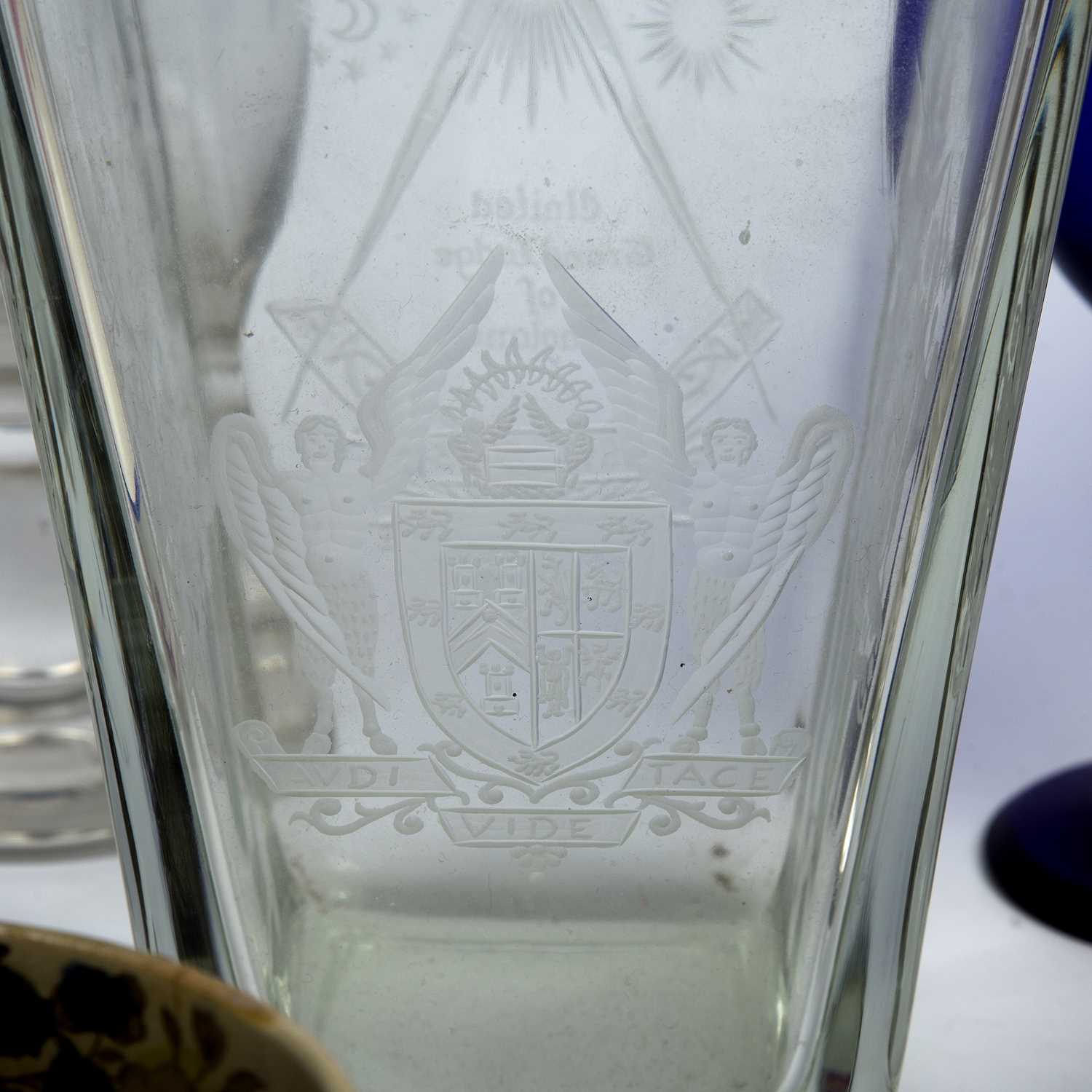 A group of Masonic related ceramics and glassware to include the 'Freemasons Arms' tankard, a jug - Image 2 of 5