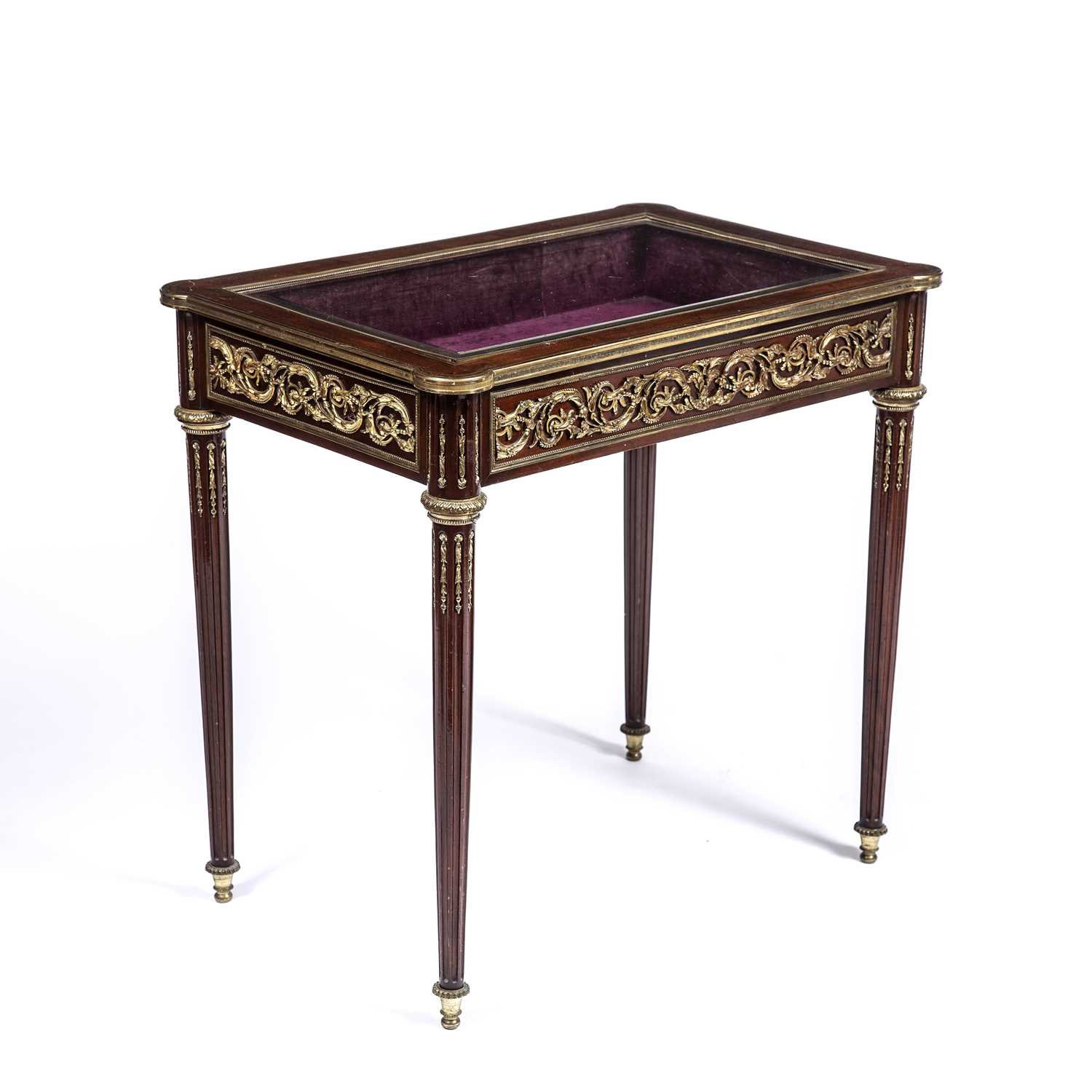 A 19th century french rosewood bijouterie table with a bevelled glass top, brass inlay and gilt - Image 2 of 6