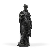 A 19th century bronze sculpture of Athena 16cm wide 46.5cm high good, with green surface areas. no