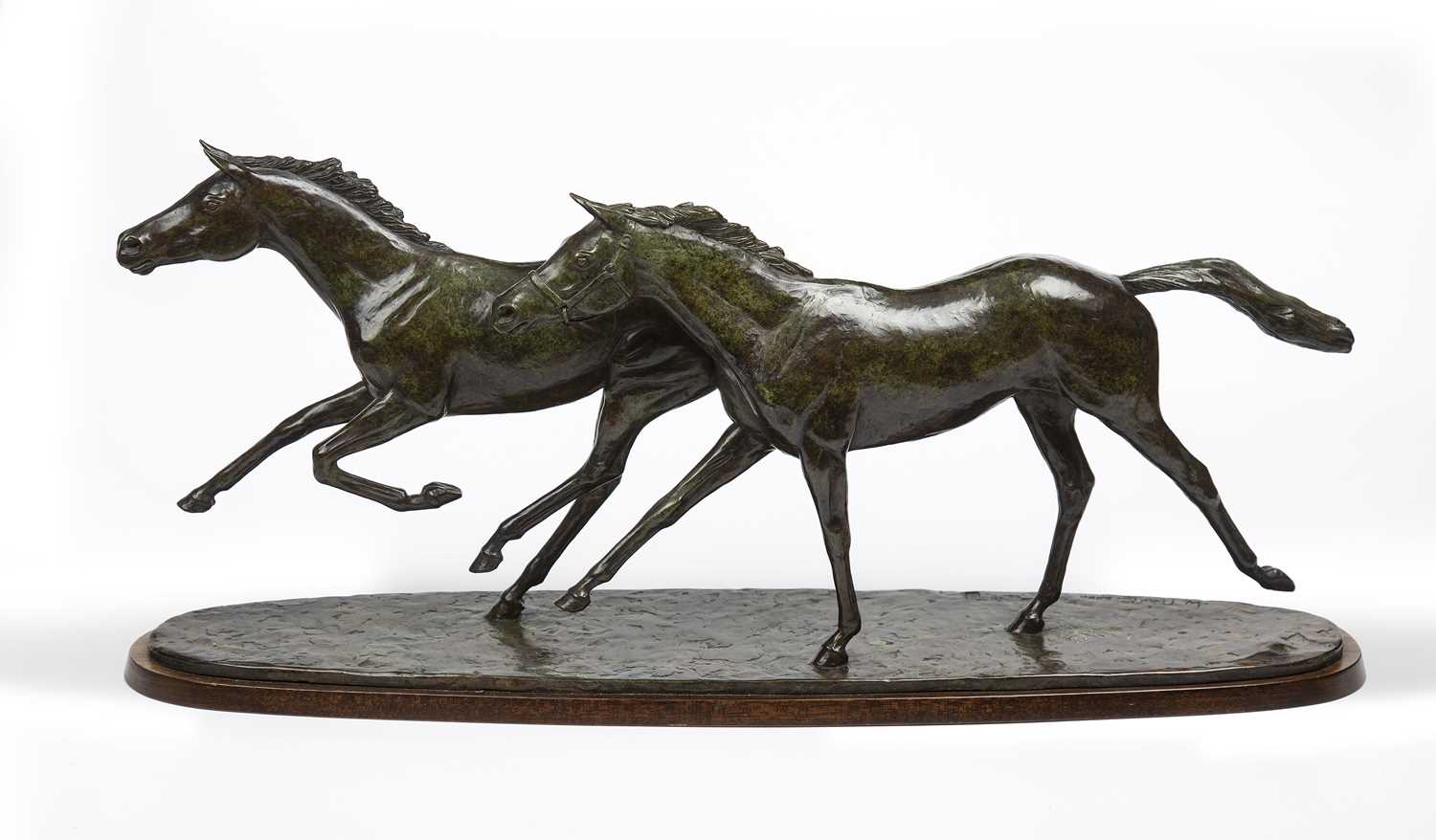 William Newton (1959) Racehorses, bronze, signed and dated 2000, limited edition 7/9, 70cm wide x - Image 2 of 3