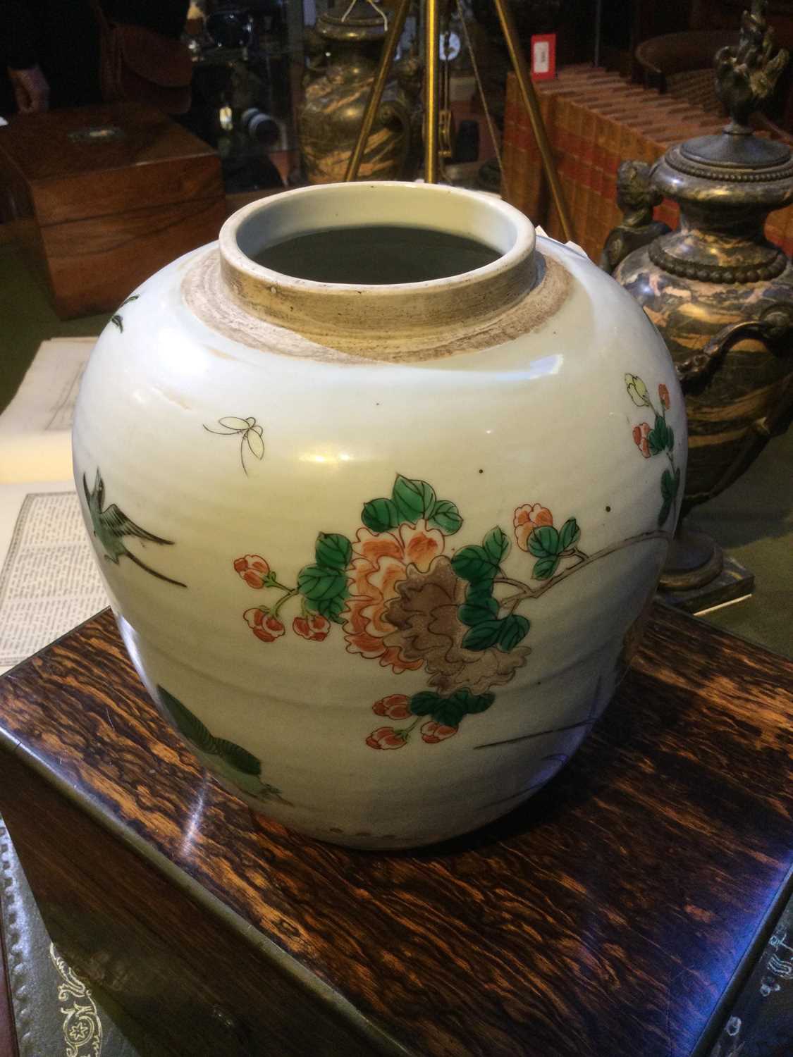 A 19th Century Chinese famille verte ginger jar 19cm diameter x 22cm highCover missing no cracks - Image 13 of 23