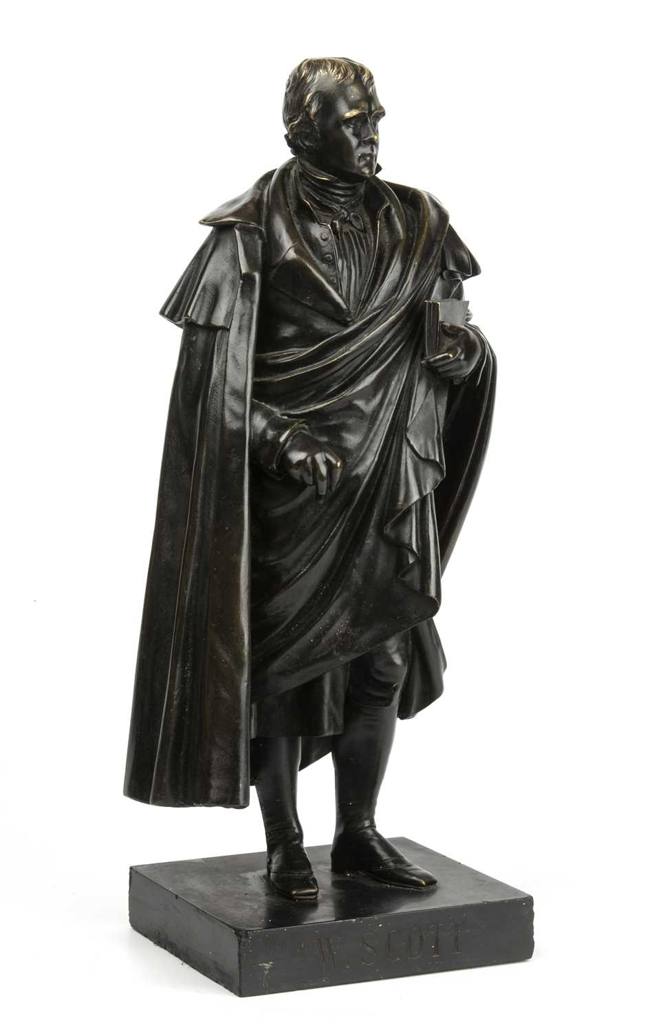 A 19th century bronze sculpture of Sir Walter Scott (1771-1832) on a slate plinth overall 16cm - Image 2 of 4