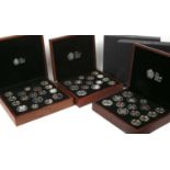 Three Royal Mint United Kingdom Premium Proof coin sets to include 2016, 2017 and 2018, all as new