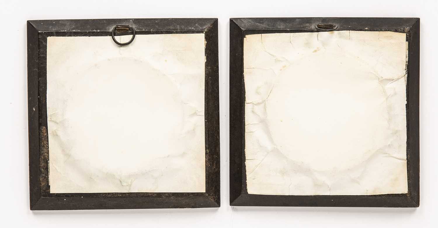 A pair of early 19th wax and feather bird circular miniatures each mounted in Gutta-percha frames, - Image 2 of 2