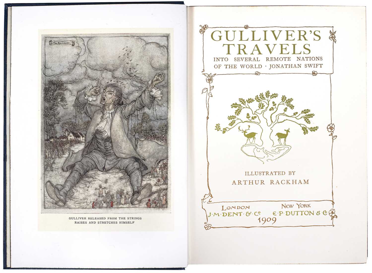 Rackham, (Arthur) Illustrator. Gulliver's Travels. Dent/Dutton, London 1909. 'Tales from - Image 2 of 3