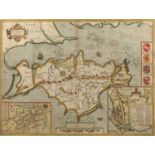 John Speede (1552-1629) 'White Island', hand coloured map, 38cm x 55cm Some signs of discolouration,