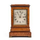 A Victorian satinwood library timepiece, the silvered Roman dial inscribed Ross, Exeter, blued steel