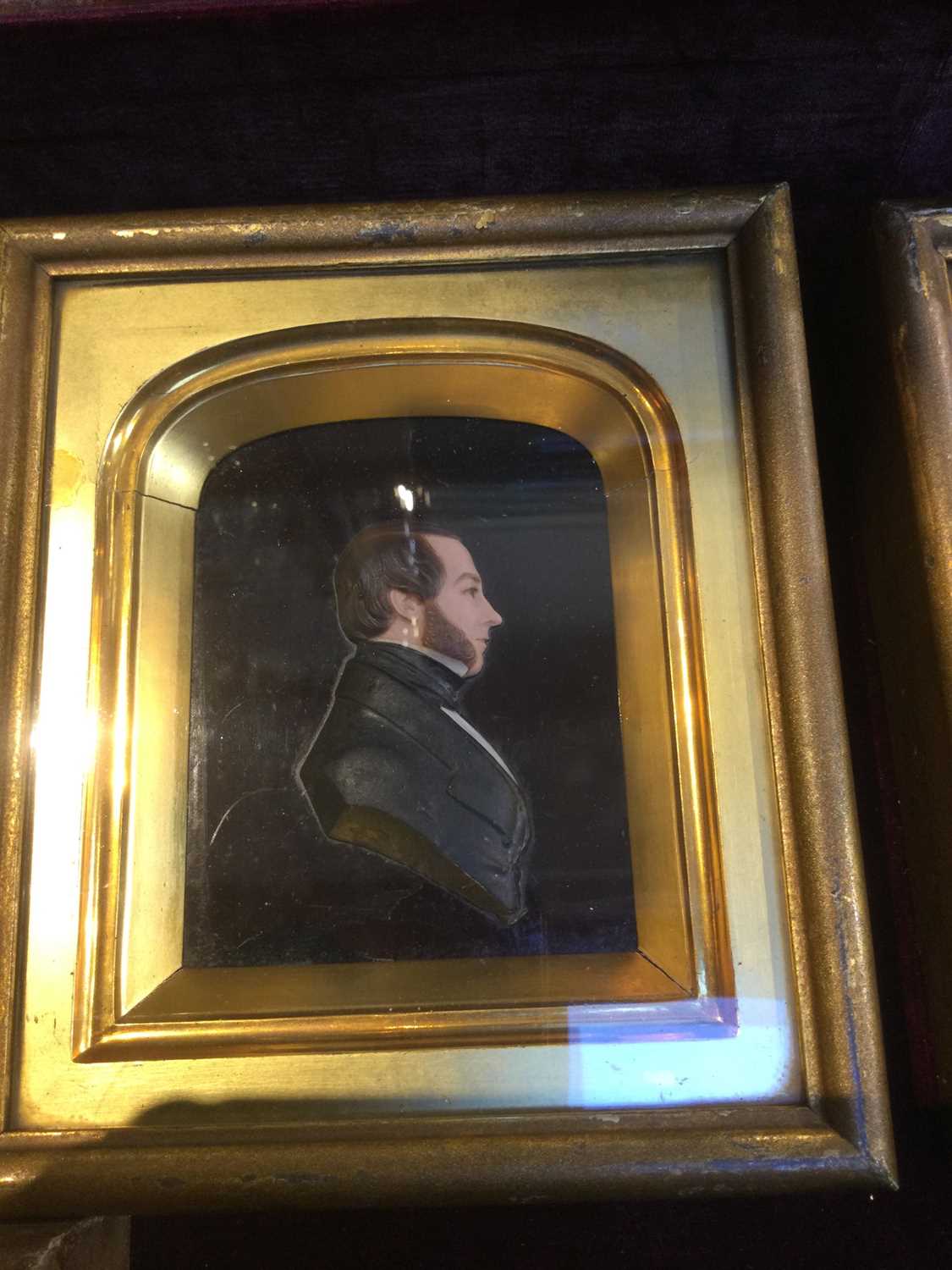 A family group of five 19th century wax portraits on glass depicting Mr Charles King, Mr George - Image 17 of 19