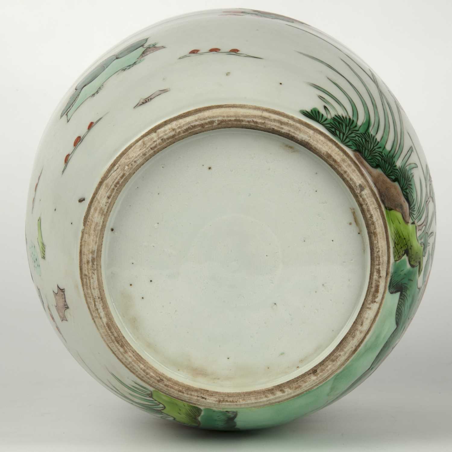 A 19th Century Chinese famille verte ginger jar 19cm diameter x 22cm highCover missing no cracks - Image 3 of 23