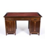 Austrian school Secessionist mahogany pedestal desk in the Manner of Koloman Moser having a later