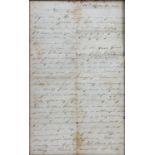 Crimea War Interest:- A manuscript letter, black ink, sloping long hand from William Todd No.