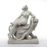 A Minton Parian figure of Ariadne and the panther, modelled by John Bell, with date mark to the