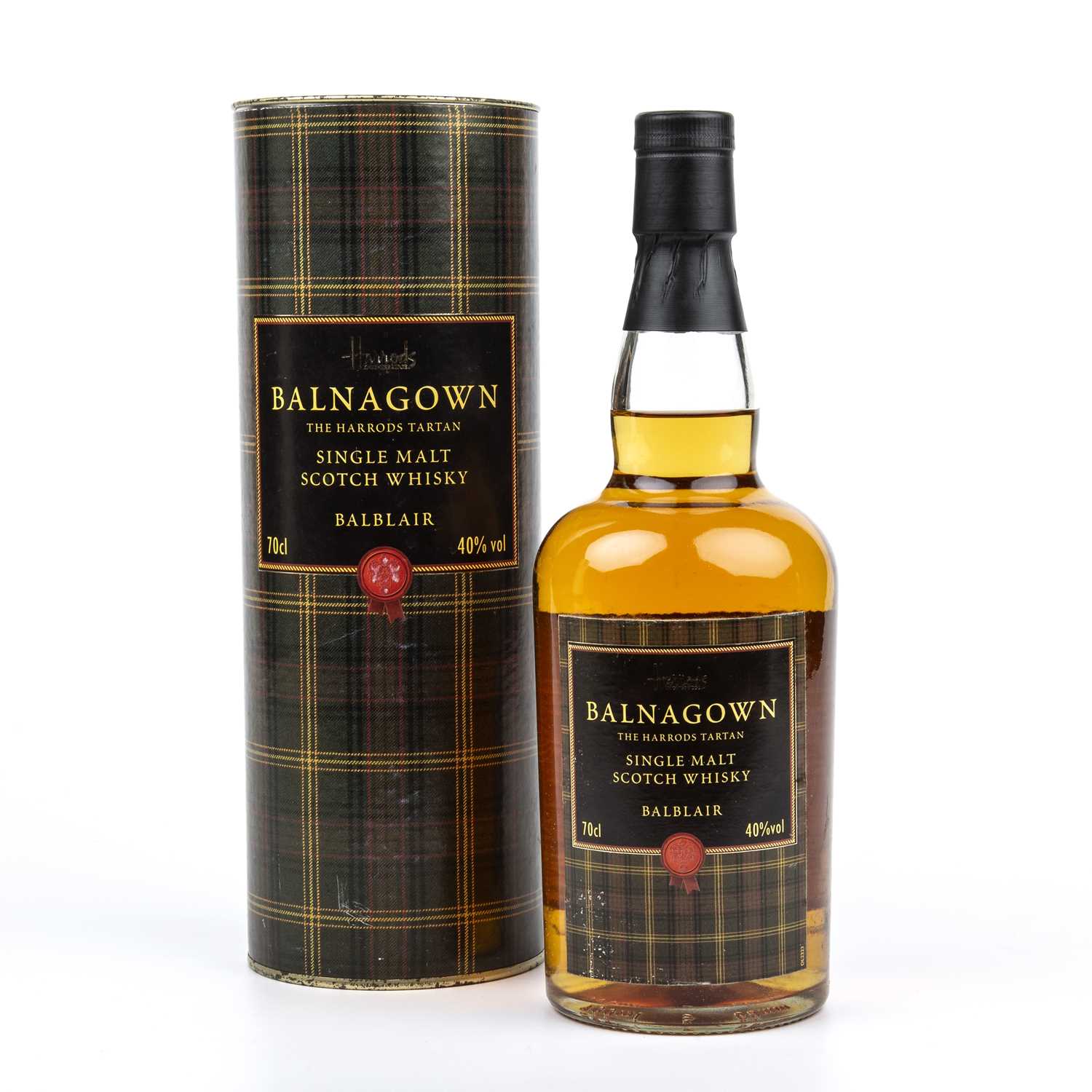 A bottle of Harrods Balnagown single malt whisky with its original boxIn good condition, very