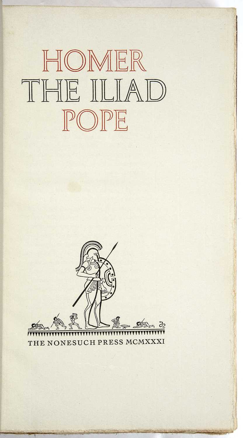 Nonesuch Press: Homer, The Odyssey and The Iliad translated by Alexander Pope. 2 vols 1931. 51/835 - Image 2 of 2