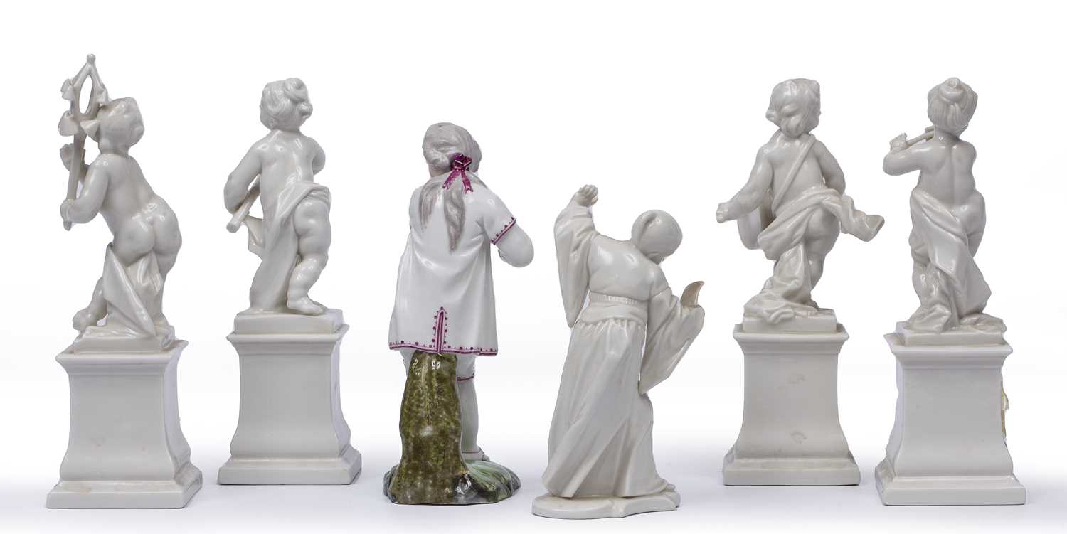 A group of four Nyphemburg porcelain cherub band figures 17cm high a Nymphenburg easten figure, no - Image 2 of 11