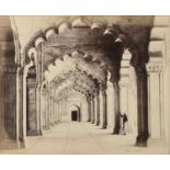 Samual Bourne (1834 - 1912) Agra, Interior of Motee Masjid mosque, the central isle, albumen