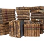 A collection of approximately fifty Antiquarian titles, leather bound, part sets etc, all in