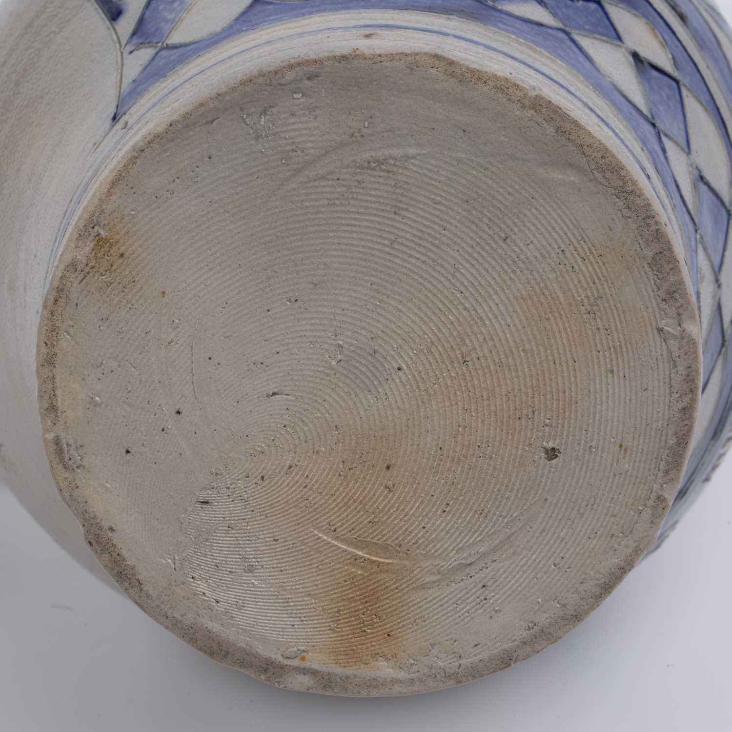 An 18th century Westerwald stoneware jug with a pewter cover, 18cm wide x 38cm high - Image 7 of 7