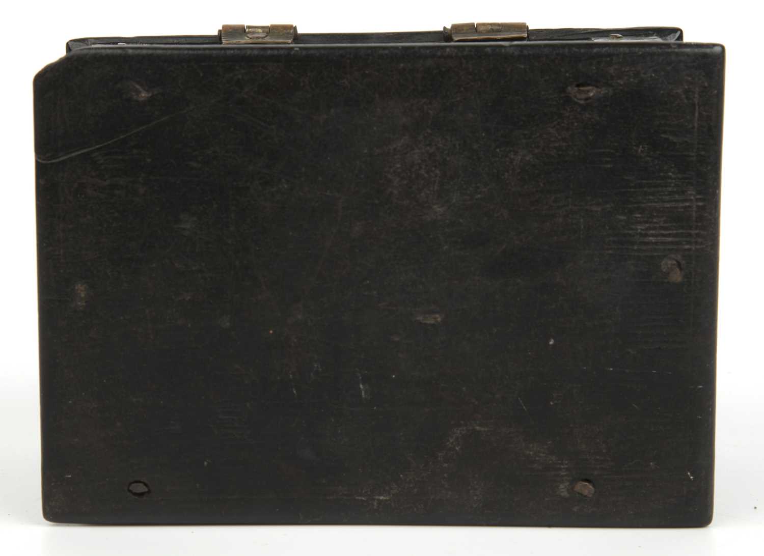 A late 17th century Portugese brass bound ebony box, 14cm wide x 10cm deep x 7.5cm highMissing a - Image 6 of 6