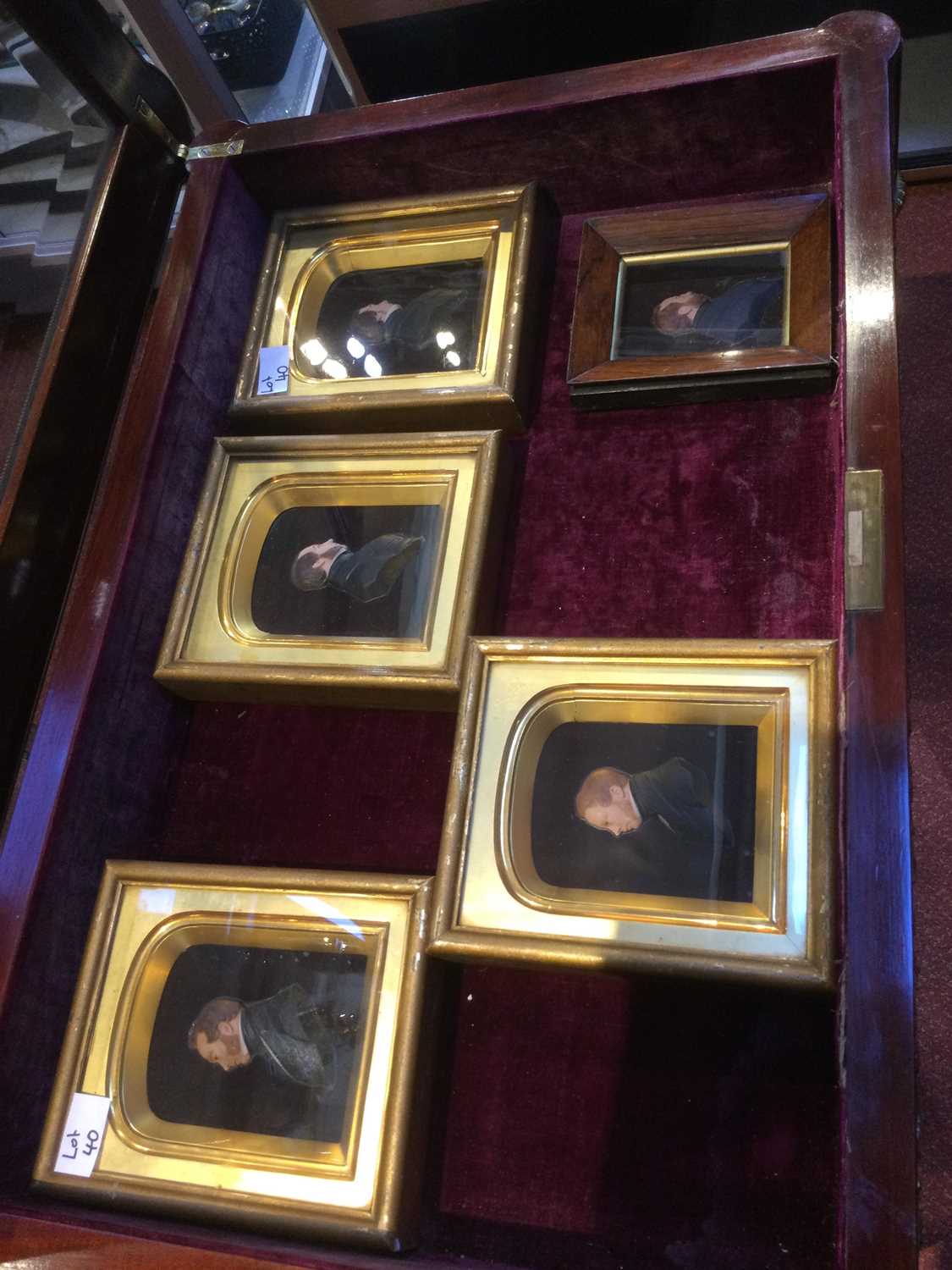 A family group of five 19th century wax portraits on glass depicting Mr Charles King, Mr George - Image 14 of 19