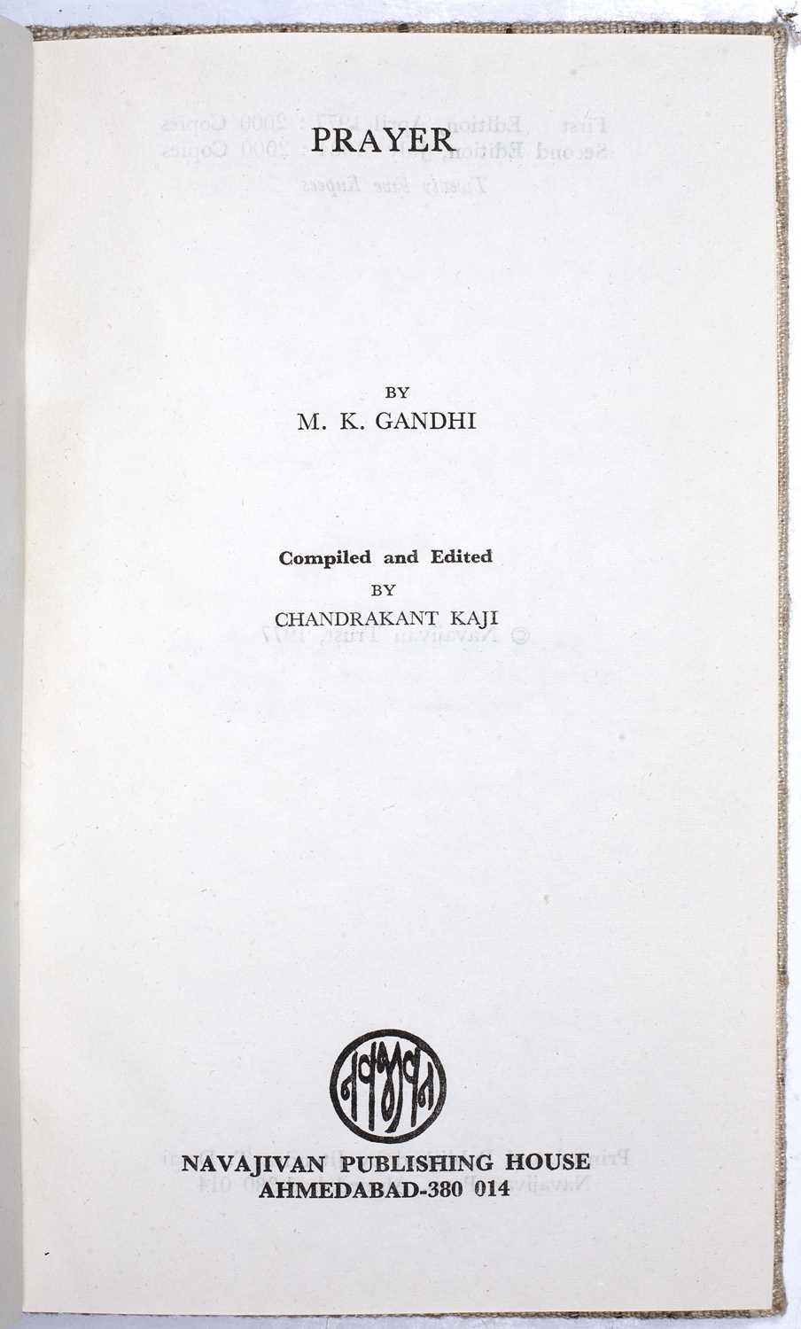 Gandhi, (Mohandas K.) (1869-1948). 'Prayer'. Chandrakant Kaji (Ed). 2nd Ed. Navajivan, Ahmedabad. - Image 4 of 7