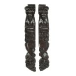 A pair of antique early English carved oak terms each 8cm wide x 50cm in lengthIn good condition,