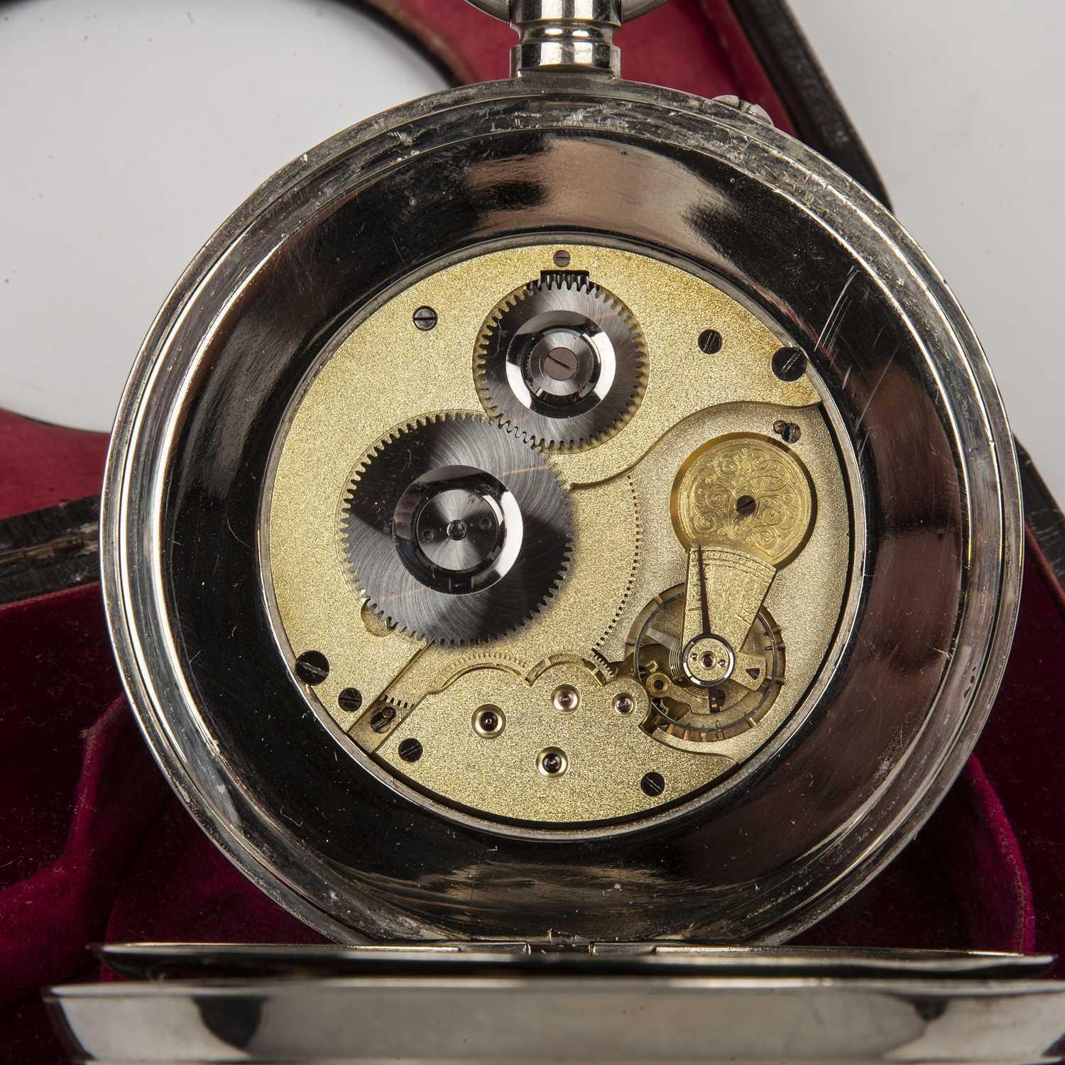 A Goliath pocket watch with a silver plated case and enamelled dial with roman numerals and a - Image 5 of 7