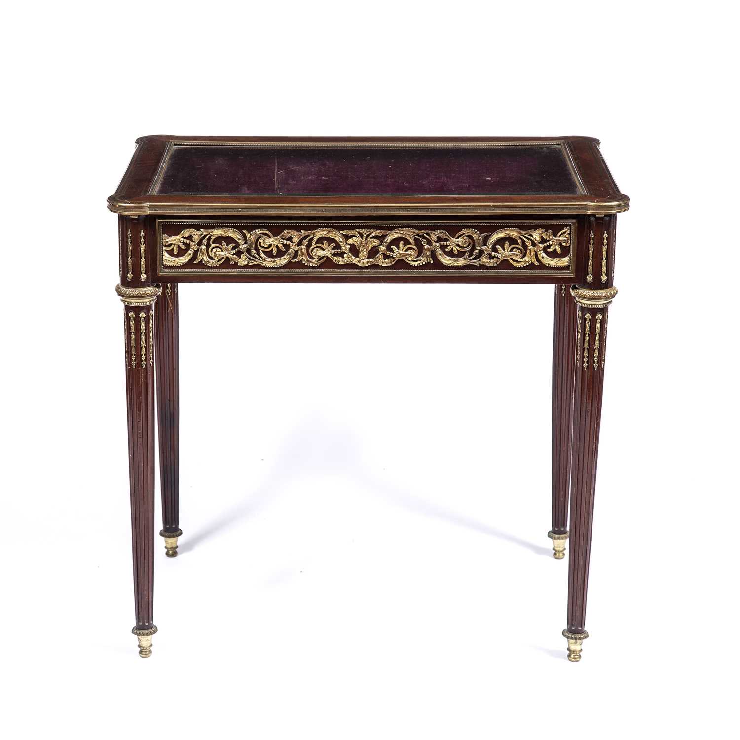 A 19th century french rosewood bijouterie table with a bevelled glass top, brass inlay and gilt - Image 5 of 6