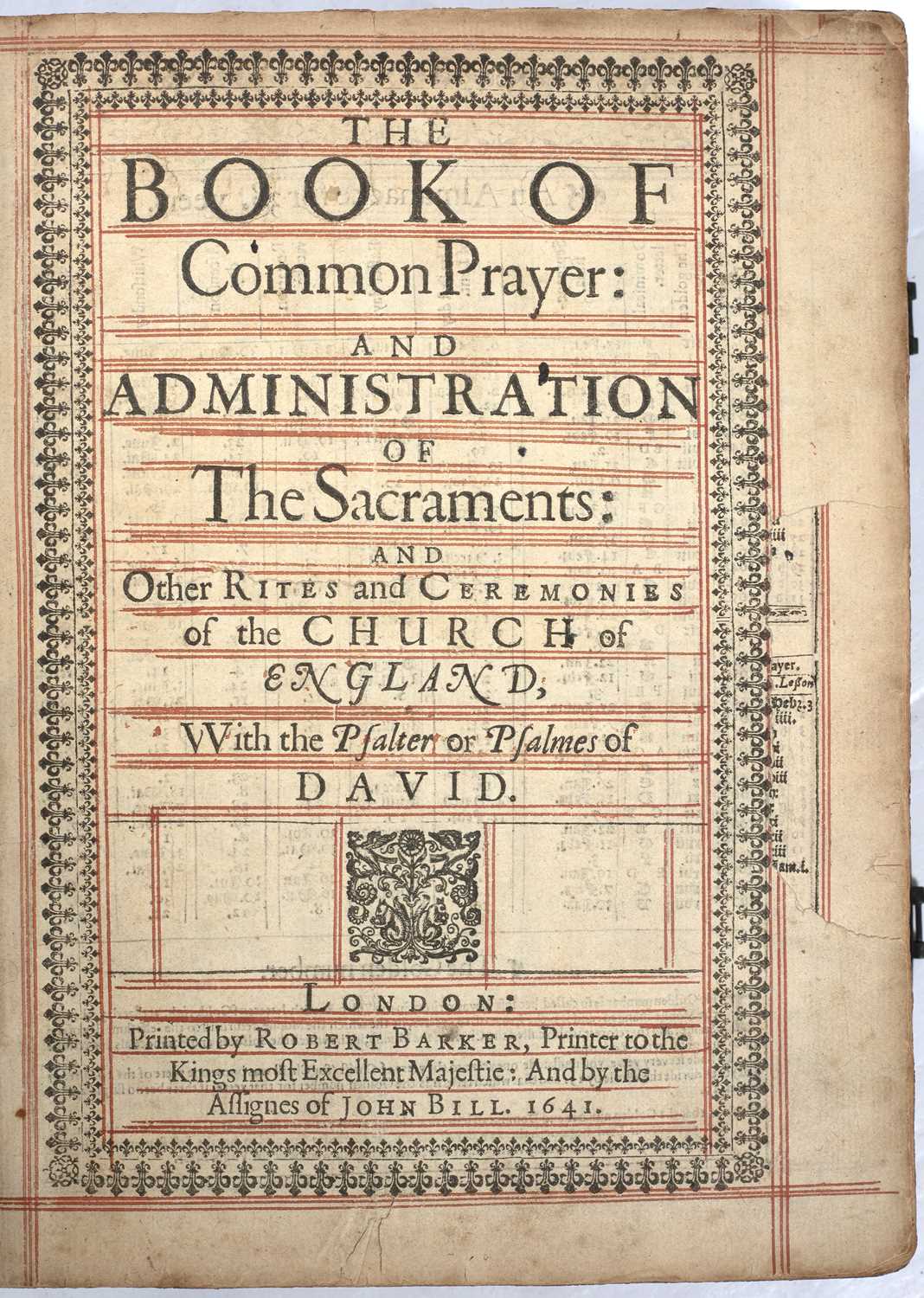 A 17th century family Bible including The Book of Common Prayer; Robert Barker and John Bill - Image 3 of 8