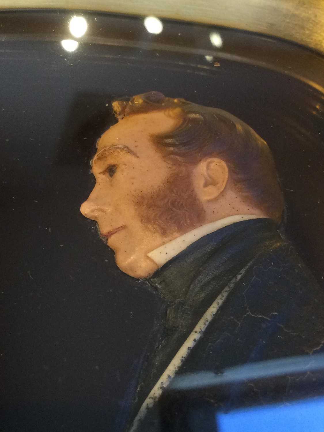 A family group of five 19th century wax portraits on glass depicting Mr Charles King, Mr George - Image 9 of 19
