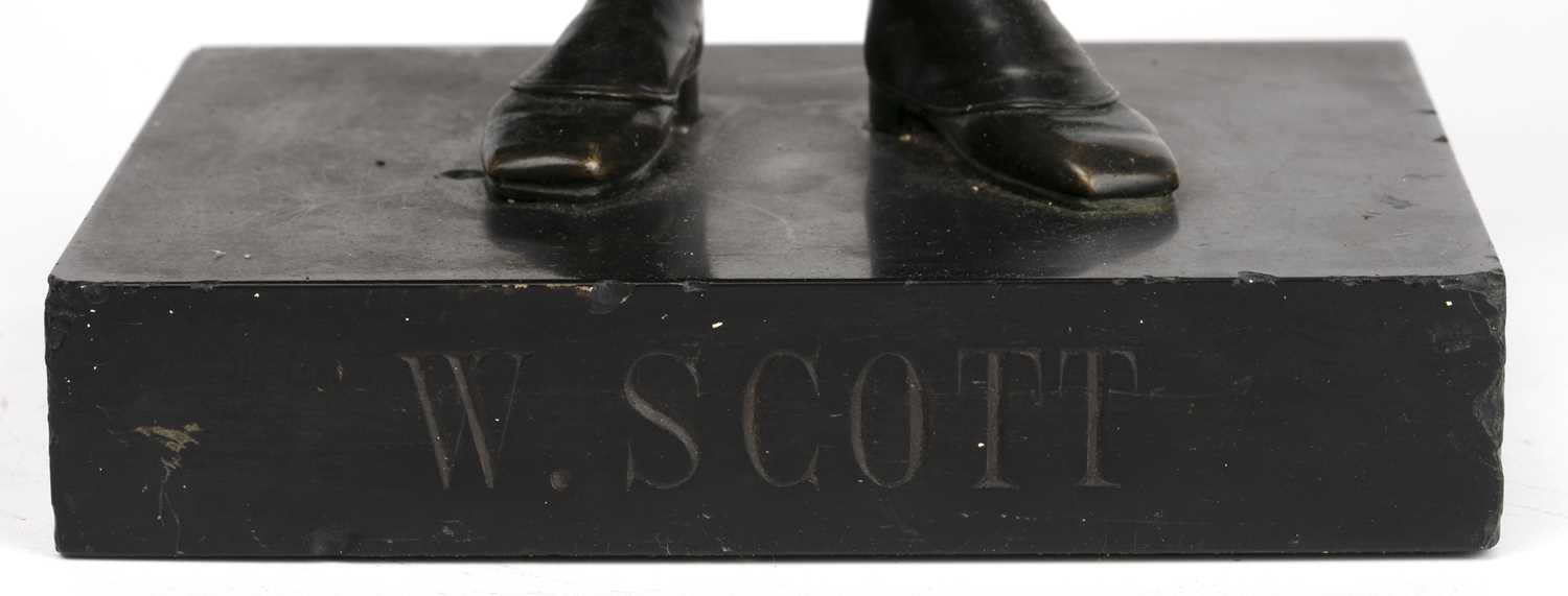 A 19th century bronze sculpture of Sir Walter Scott (1771-1832) on a slate plinth overall 16cm - Image 4 of 4