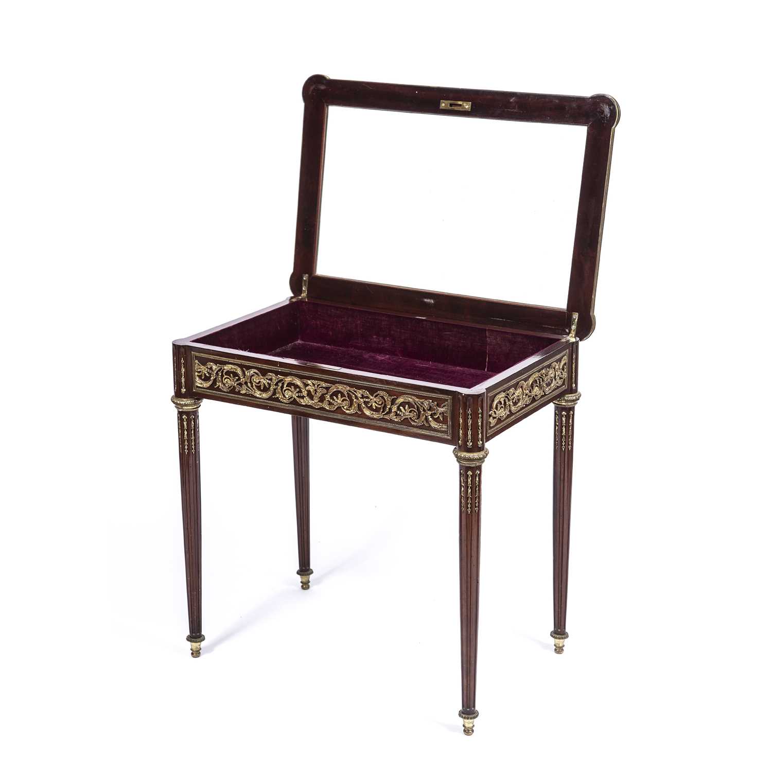 A 19th century french rosewood bijouterie table with a bevelled glass top, brass inlay and gilt - Image 4 of 6