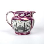 A Sunderland style lustre Masonic jug transfer printed with 'Let Masonry from Pole to Pole' and 'The