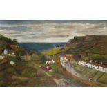 20th century British school A coastal village in Summer, possibly faintly signed (lower right),