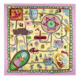 Grayson Perry (b.1960) Tat Moderne silk scarf, with original box 99 x 99cm.