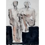 John Emanuel (b.1930) Two Figures, 1983 signed and dated (lower right) mixed media 37 x 29cm.