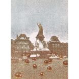 Pol Bury (1922-2005) Four lithographs depicting famous landmarks each 37 x 27cm (4).