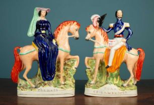 A pair of 19th century Staffordshire Royal figures on horseback