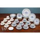 A Spode tradewinds blue breakfast service; together with a Royal Standard bone china set of six cups