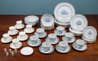 A Spode tradewinds blue breakfast service; together with a Royal Standard bone china set of six cups