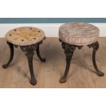 A pair of circular stools