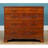 A Regency mahogany chest of four long drawers, raised on bracket feet with swan neck brass handles