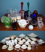 A collection of glass and china