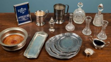 A collection of silver and silver plated ware